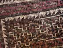 Load image into Gallery viewer, 2'9" x 4'11" - Vintage Afghan Baluch (Baluchi) Tribal Hand-Knotted Wool Rug - Soft Brown & Blush Geometric - 83 x 151 cm