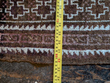 Load image into Gallery viewer, 2'9" x 4'11" - Vintage Afghan Baluch (Baluchi) Tribal Hand-Knotted Wool Rug - Soft Brown & Blush Geometric - 83 x 151 cm