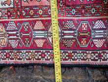 Load image into Gallery viewer, 3'11" x 6'6" - Vintage Anatolian Tribal Pictorial Hand-Knotted Wool Rug With Animal Motifs - Red & Multi - 119 x 199 cm