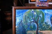 Load image into Gallery viewer, Mid Century Impressionist Landscape Oil Painting On Board In Wooden Frame - 62.5 x 47cm