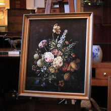 Load image into Gallery viewer, Vintage Floral Still Life Oil Painting On Canvas In Gilt Frame - 60 x 69.5cm
