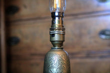 Load image into Gallery viewer, Vintage Engraved Brass Table Lamp South Asian Bottle Form - 50cm