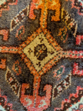 Load image into Gallery viewer, 4'6" x 2'9" - Vintage Middle Eastern Tribal Hand-Knotted Wool Rug - Red, Charcoal & Ivory - 136 x 83 cm