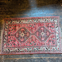 Load image into Gallery viewer, 4'6" x 2'9" - Vintage Middle Eastern Tribal Hand-Knotted Wool Rug - Red, Charcoal & Ivory - 136 x 83 cm