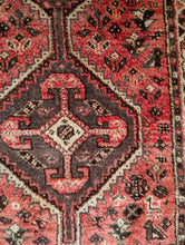 Load image into Gallery viewer, 4'6" x 2'9" - Vintage Middle Eastern Tribal Hand-Knotted Wool Rug - Red, Charcoal & Ivory - 136 x 83 cm