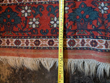 Load image into Gallery viewer, 4'2" x 6'2" - Vintage Middle Eastern Tribal Heriz Hand-Knotted Wool Rug - Brick Red, Ivory & Navy - 128 x 187 cm