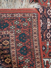 Load image into Gallery viewer, 4'2" x 6'2" - Vintage Middle Eastern Tribal Heriz Hand-Knotted Wool Rug - Brick Red, Ivory & Navy - 128 x 187 cm