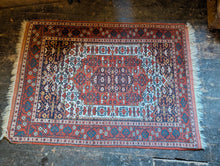 Load image into Gallery viewer, 4'2" x 6'2" - Vintage Middle Eastern Tribal Heriz Hand-Knotted Wool Rug - Brick Red, Ivory & Navy - 128 x 187 cm