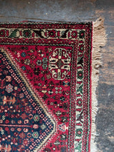 Load image into Gallery viewer, 5'1" x 3'3" - Vintage Tribal Medallion Hand-Knotted Wool Rug - Red & Midnight Blue - 154 x 100 cm