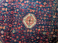 Load image into Gallery viewer, 5'1" x 3'3" - Vintage Tribal Medallion Hand-Knotted Wool Rug - Red & Midnight Blue - 154 x 100 cm
