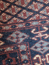Load image into Gallery viewer, 3'2" x 2'2" - Vintage Afghan Baluch (Baluchi) Tribal Hand-Knotted Wool Rug - Indigo, Rust & Steel Blue - 96 x 65 cm
