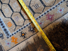 Load image into Gallery viewer, 2'8" x 4'8" - Vintage Afghan Tribal Hand-Knotted Wool Rug - Honey Beige & Charcoal Geometric - 82 x 143 cm