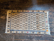 Load image into Gallery viewer, 2'8" x 4'8" - Vintage Afghan Tribal Hand-Knotted Wool Rug - Honey Beige & Charcoal Geometric - 82 x 143 cm
