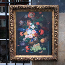 Load image into Gallery viewer, Large Floral Still Life Oleograph Print In Ornate Gilt Frame - 84 x 97 cm