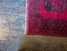 Load image into Gallery viewer, 3'10" x 5'7" - Vintage Ersari Turkmen Hand-Knotted Wool Rug - Madder Red & Ink Black - 118 x 171 cm