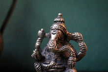 Load image into Gallery viewer, Small Vintage Ganesh Cast Metal Figure On Plinth, Silver Tone Hindu Deity Statue, 7 cm