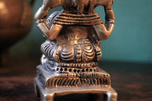 Load image into Gallery viewer, Small Vintage Ganesh Cast Metal Figure On Plinth, Silver Tone Hindu Deity Statue, 7 cm