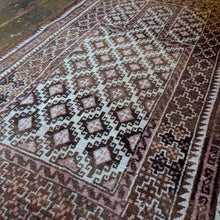 Load image into Gallery viewer, 2'9" x 4'11" - Vintage Afghan Baluch (Baluchi) Tribal Hand-Knotted Wool Rug - Soft Brown & Blush Geometric - 83 x 151 cm