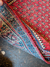 Load image into Gallery viewer, 5'1" x 3'5" - Vintage Tribal Hand-Knotted Wool Rug - Red, Blue & Ivory Geometric - 156 x 105 cm