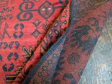 Load image into Gallery viewer, 3'1" x 4'9" - Vintage Afghan Tribal Hand-Knotted Wool Rug - Red & Navy Medallion - 94 x 146 cm