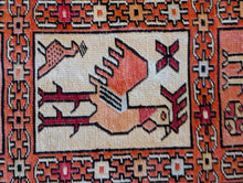 Load image into Gallery viewer, 3'11" x 6'6" - Vintage Anatolian Tribal Pictorial Hand-Knotted Wool Rug With Animal Motifs - Red & Multi - 119 x 199 cm