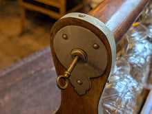 Load image into Gallery viewer, Antique Victorian Oak And Brass Tantalus With Three Cut-Glass Decanters, Working Lock Key - 35 x 33 cm