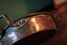 Load image into Gallery viewer, Pair Of Antique Copper Mini Pans With Riveted Handles Rustic Kitchenalia 10cm Diameter