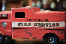 Load image into Gallery viewer, Vintage Tri-Ang County Council Fire Service Tin Toy Truck, Red Metal Lorry, Midcentury Collectors Display Piece, 36cm