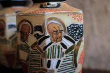 Load image into Gallery viewer, Pair Of Vintage Japanese Hand Painted Samurai Satsuma Moriage Vases - 20cm / 7.87in