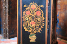 Load image into Gallery viewer, Hand Painted Indian Folk Art Cabinet With Floral Panels - Small Storage Cupboard With Drawer
