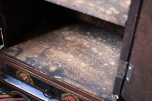 Load image into Gallery viewer, Hand Painted Indian Folk Art Cabinet With Floral Panels - Small Storage Cupboard With Drawer