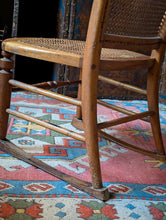 Load image into Gallery viewer, Antique Elm Cane Chair With Woven Seat & Back - Petite Occasional Or Child’s Chair