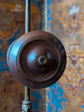 Load image into Gallery viewer, Antique Double Spool Stand - Turned Wood Reels On Metal Pole - Atelier Sewing Thread Holder