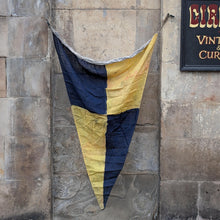 Load image into Gallery viewer, Large Vintage Nautical Signal Pennant Flag Textile - Blue & Yellow Maritime Wall Hanging - 149 x 104 cm