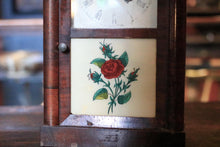 Load image into Gallery viewer, Antique Jerome & Co Alarm Steeple Mantel Clock - Gothic Revival Rose Glass - Working American Shelf Clock, 39cm