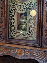 Load image into Gallery viewer, Antique Ansonia Carved Wood Mantel Clock With Brass Pendulum & Ornate Glass Door, Roman Dial, Working – 57cm