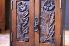 Load image into Gallery viewer, Antique Arts and Crafts Carved Oak Smoker’s / Pipe Cabinet C.1910