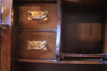 Load image into Gallery viewer, Antique Arts and Crafts Carved Oak Smoker’s / Pipe Cabinet C.1910