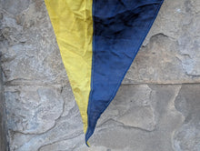 Load image into Gallery viewer, Large Vintage Nautical Signal Pennant Flag Textile - Blue & Yellow Maritime Wall Hanging - 149 x 104 cm