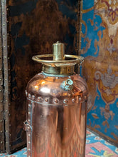 Load image into Gallery viewer, Antique Riveted Copper Fire Extinguisher Cylinder With Brass Fittings & Chain - 61cm 24"