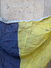 Load image into Gallery viewer, Large Vintage Nautical Signal Flag Pennant In Yellow And Navy – 82 x 115 cm