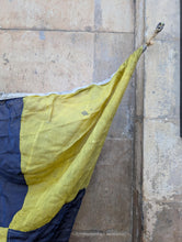 Load image into Gallery viewer, Large Vintage Nautical Signal Flag Pennant In Yellow And Navy – 82 x 115 cm