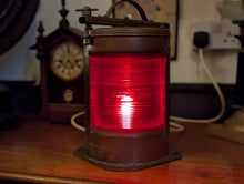 Load image into Gallery viewer, Vintage Brass Ship’s Port Bulkhead Navigation Light – Red Table Lamp - 31cm