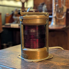 Load image into Gallery viewer, Vintage Brass Ship’s Port Bulkhead Navigation Light – Red Table Lamp - 31cm