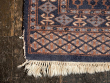 Load image into Gallery viewer, 3'2" x 2'2" - Vintage Afghan Baluch (Baluchi) Tribal Hand-Knotted Wool Rug - Indigo, Rust & Steel Blue - 96 x 65 cm