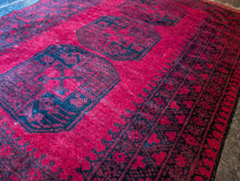 Load image into Gallery viewer, 3'10" x 5'7" - Vintage Ersari Turkmen Hand-Knotted Wool Rug - Madder Red & Ink Black - 118 x 171 cm
