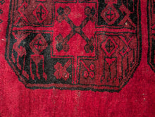 Load image into Gallery viewer, 3'10" x 5'7" - Vintage Ersari Turkmen Hand-Knotted Wool Rug - Madder Red & Ink Black - 118 x 171 cm