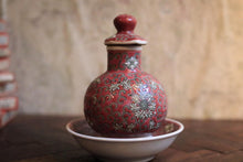 Load image into Gallery viewer, Vintage Chinese Pink Chinoiserie Lidded Ginger Jars & Stoppered Bottle Trio