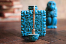 Load image into Gallery viewer, Vintage Chinese Turquoise Resin Snuff Bottles – Carved Dragon & Monkey Figures, 6 Cm Tall