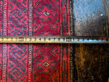 Load image into Gallery viewer, 2'12" X 4'5" - Vintage Afghan Baluch (Baluchi) Tribal Hand-Knotted Wool Rug - Madder Red, Ivory & Indigo - 91 X 135 Cm